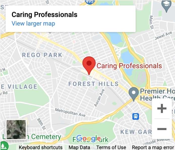 Caring Professionals Home care Agency Queens Map Location
